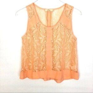 Elodie by Anthropologie | Peach Sleeveless Lace Tank Top Size Medium